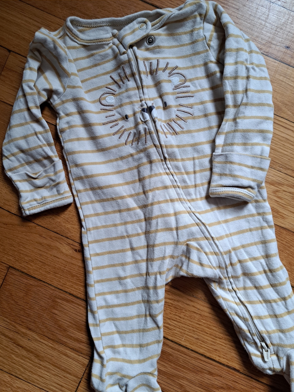 Carter's Yellow & White Striped Footed Baby One-Piece